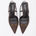 thumbnail image 4 of On feet& in love Women's Pointed Toe Satin Slingback Heels with Horsebit Buckle -Brown Dress Pumps for Wedding & Evening - Size 7, 4 of 8