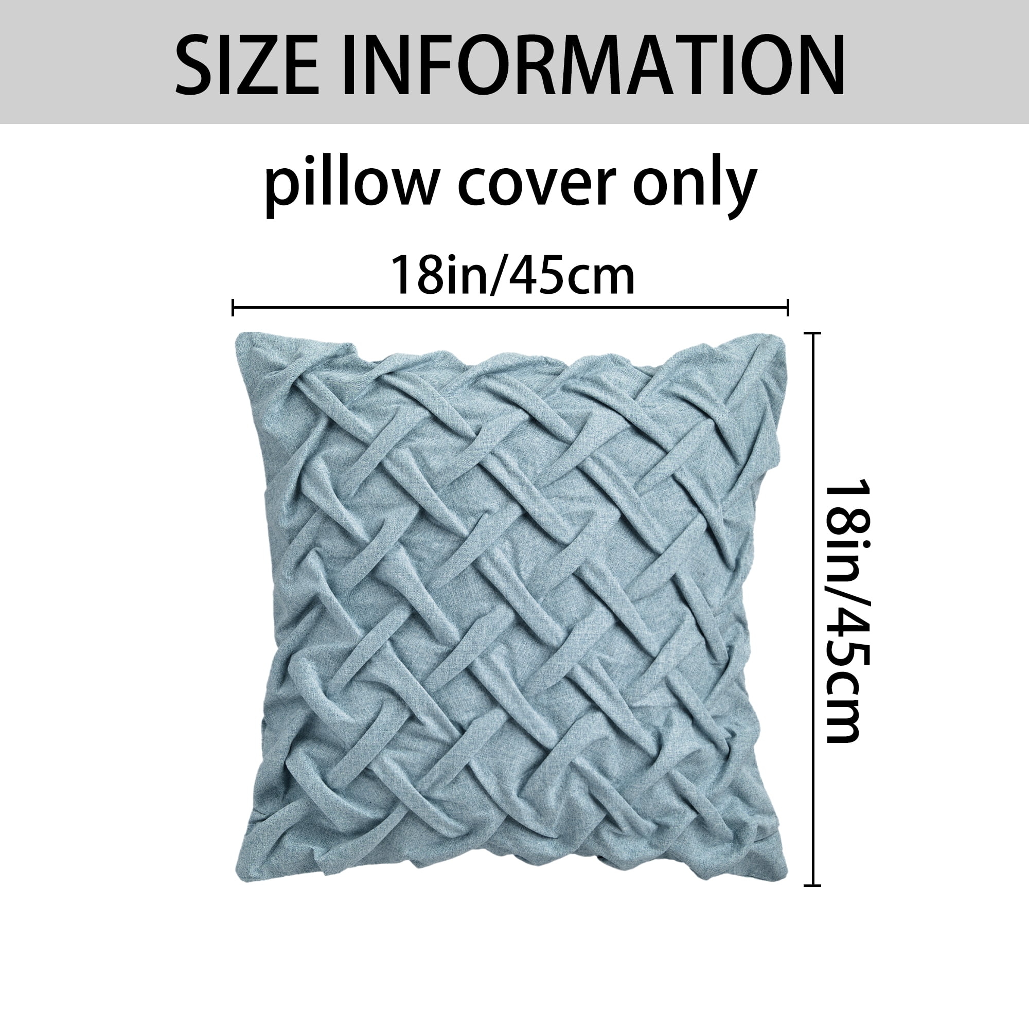 Unique Bargains Pack of 2 Soft Solid 3D Weaving Throw Pillow Covers Blue 18" x 18"