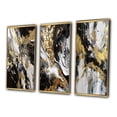 thumbnail image 3 of Designart "River of Happiness Gold, Black, and White Abstract II" Abstract Painting Framed Wall Art Set Of 3 - Gold Modern Frame Gallery Set For Office Decor, 3 of 6