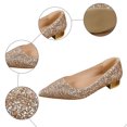 thumbnail image 3 of Dakaela Rhinestones Flats for Womens Closed Pointed Toe Chunky Low Heels Ballet Flat Comfortable Dressy Work Slip On Casual Shoes Size 6,Gold, 3 of 9