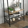 thumbnail image 2 of Hall Trees, Coat Rack with 10 Hooks, Entryway Bench with Storage, Multifunctional Hallway Organizer, Wood Look Accent Furniture with Metal Frame, for Entryway, Hallway, Front Door, 2 of 10
