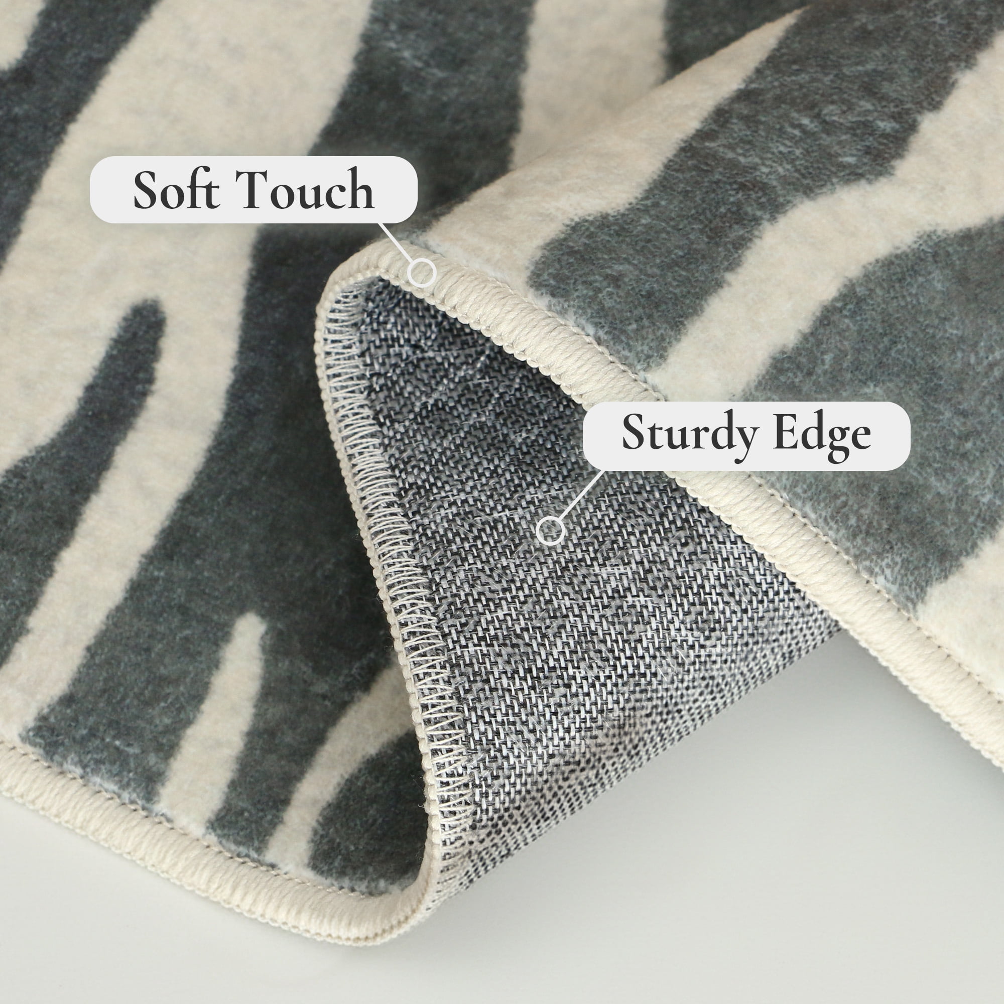 KUETH 8x10 Zebra Area Rugs Machine Washable Rugs for Living Room, Non Slip Flat Pile Rug with Rubber Backing, Modern Rug for Entryway Bedroom Dining Room Home Office