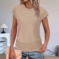 thumbnail image 4 of Camiseta de Corta con Cuello Redondo y Fruncido para Mujer, Color Caqui, Talla XL, 4 of 7