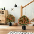 thumbnail image 2 of Costway 2 Pack Artificial Rose Topiary Ball Tree Faux Shrub Bushes with Flowers, 2 of 10