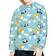 thumbnail image 5 of Xoenoiee Cosy Hoodies Hooded Sweater for Kids Long Sleeve Sweatshirt Fall Winter Tops with Kangaroo Pocket Loose Athleticwear for Travel Workout, Cartoon Panda Rainbow Sun Moon Star Print, L, 5 of 7
