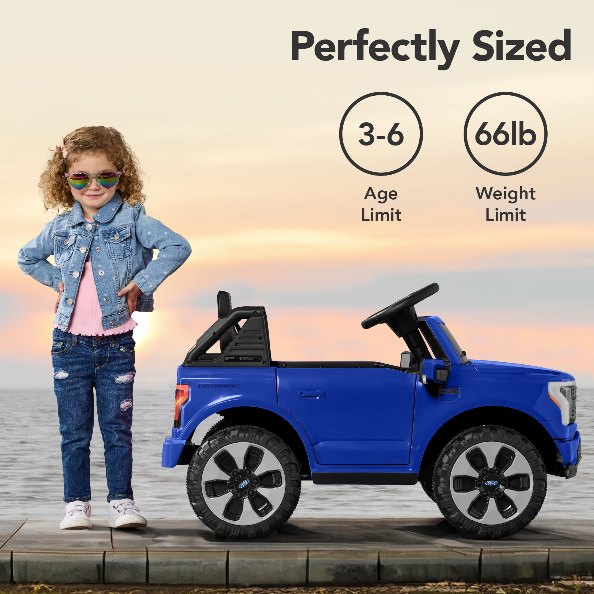 Best Choice Products Kids 12V Ride On Car Officially Licensed Ford Lightning Truck w/ Remote, LED Lights - Blue