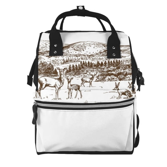 Defioc Woodland Forest With Deers for Baby Diaper Bag Backpack - Baby Bag for Boys & Girls - Diaper Backpack - Large Travel Diaper Bags- Baby Registry Search & Shower Gifts