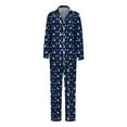 thumbnail image 4 of Family Satin Christmas Pajamas Sets Satin Button Down Holiday Sleepwear Comfy Loungewear for Couples Men Women Fashion Clothes (Mom, Blue, Size S), 4 of 10