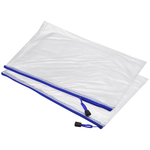 Unique Bargains A4 Zip File Pouch Document Folders Mesh Zipper Bags, Navy Blue, 12 Count, 12 Pack