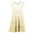 thumbnail image 4 of shoper Dresses for Girls 7 Ruffled Sleeve Gradient Color Crew Neck Swing Flowy Summer Dress Girls Flower Girl Communion Dress Yellow 130, 4 of 5