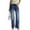 Blue, variant on Women's Wide-Leg High Waist Washed Jeans, Retro Flared Denim Trousers with Minimalist Design & Casual Comfort,Blue L