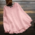 thumbnail image 2 of Aayomet Y2k Tops Women's Long Sleeve Tops V Neck Button Down T Shirt Casual Loose Cute Tunic,Pink S, 2 of 5