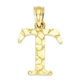 thumbnail image 1 of 10k Solid Gold Nugget Initial Pendant Necklace, Personalized Letter Jewelry, Gifts for Her Letter T with 20 inch Chain, 1 of 2