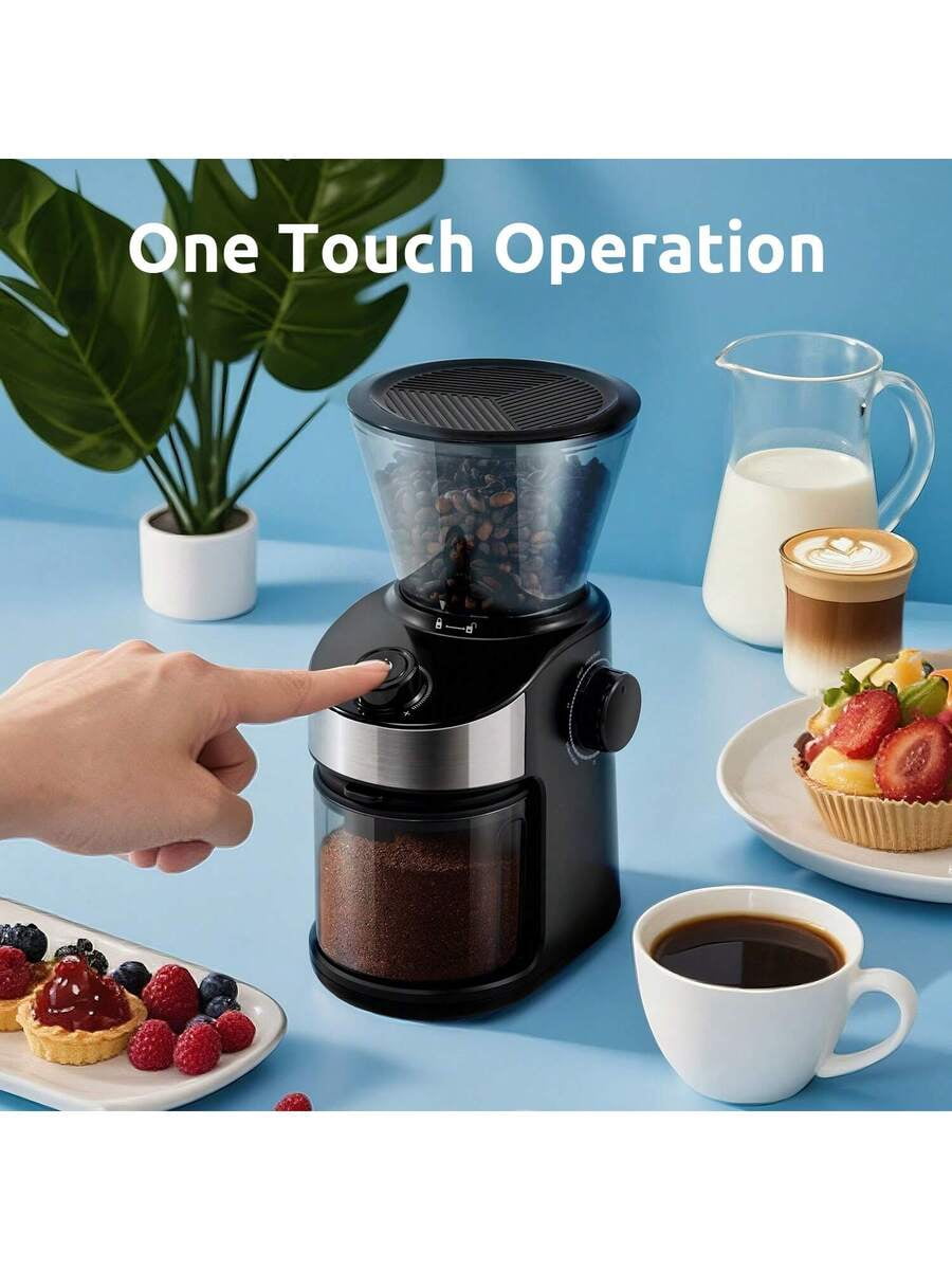 XX Coffee Grinder Burr Electric, Automatic Coffee Bean Grinder With 40 Seconds Digital Timer Display, Adjustable Burr Mill With 25 Precise Grind Setting, Use For Home, Black.