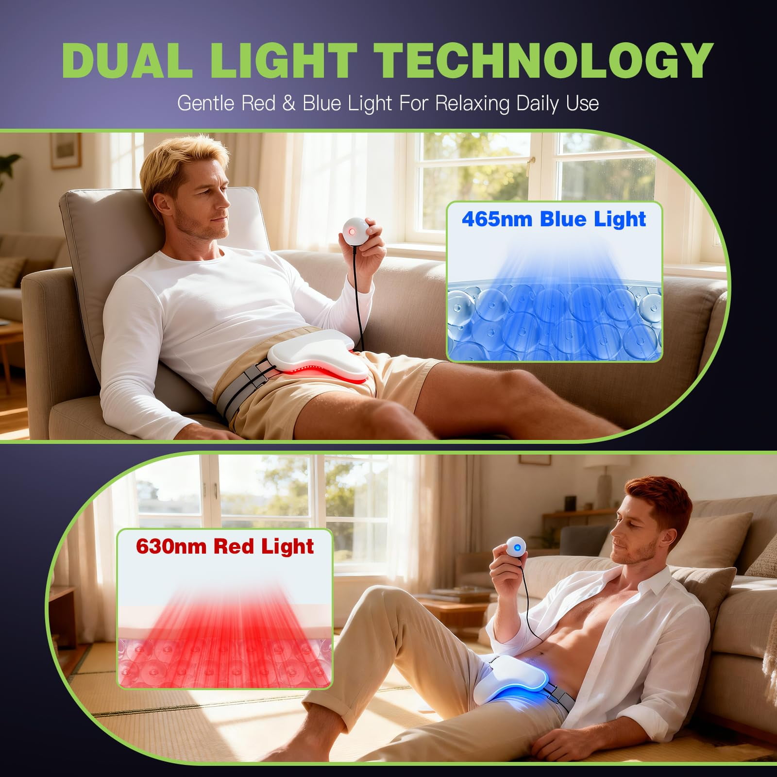 iKeener Red Light Therapy for Men, Red Light and Blue Light Wellness Belt for Body, Wearable Light Therapy Device for Daily Comfort, Post-Workout Relaxation