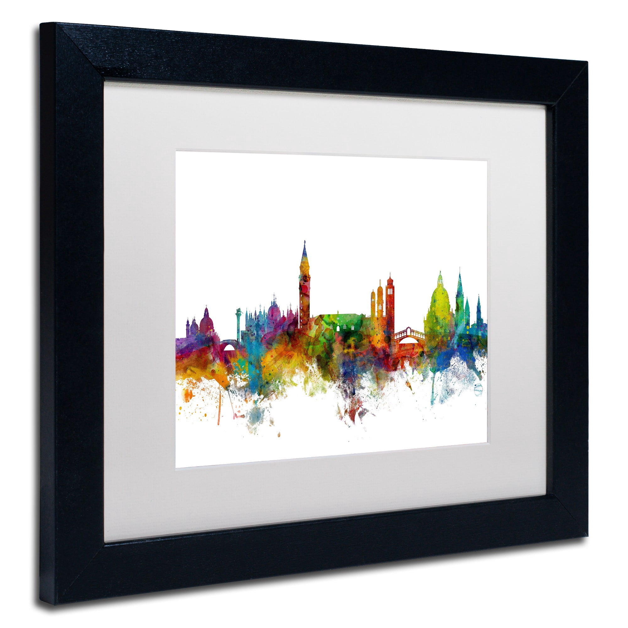 Trademark Fine Art "Venice Italy Skyline White" Canvas Art by Michael Tompsett, White Matte, Black Frame
