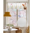 thumbnail image 4 of Easter Rabbits Linen Curtain Valance for Bedroom/Bathroom/Kitchen/Office/Living/Dining Room Windows,Easter Bunny Botanical Flower Leaves Rod Pocket Topper Drapes Decorative Cafe Drapery Panel 42x18, 4 of 6