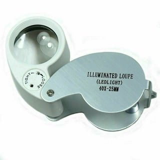 Tm-home 40x Full Metal Illuminated Jewelers Loupe Magnifier with Folding Design, Pocket Magnifying Glass with LED Light (LED Currency Detecting/