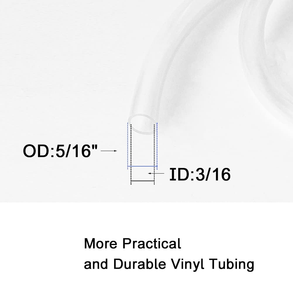 MKEUDQ-3/16" ID PVC Vinyl Tubing, 3/16" ID x 5/16" OD Flexible Clear Plastic Tubing Industrial Grade Lightweight Hybrid PVC Hose Tube BPA Free Air Hose Line, 25FT
