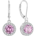 thumbnail image 2 of Mahablijewels Round Cut Multi Gemstone For Womens Halo Dangle Earrings 14K White Gold Finish, 2 of 5