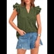 thumbnail image 1 of Blusas de Verano para Mujer, Elegantes, Informales, con Cuello en V, Volantes, Mangas , de Algodón, Estilo Bohemio. Verde XXL, 1 of 7