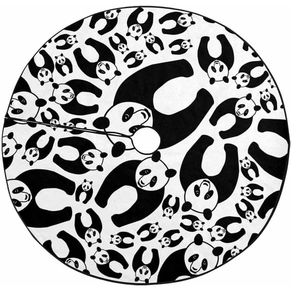 FMSHPON Panda Cute BlackWhite Xmas Christmas Tree Skirt Stand Mat for Holiday Party Decoration Indoor Outdoor 48 inches