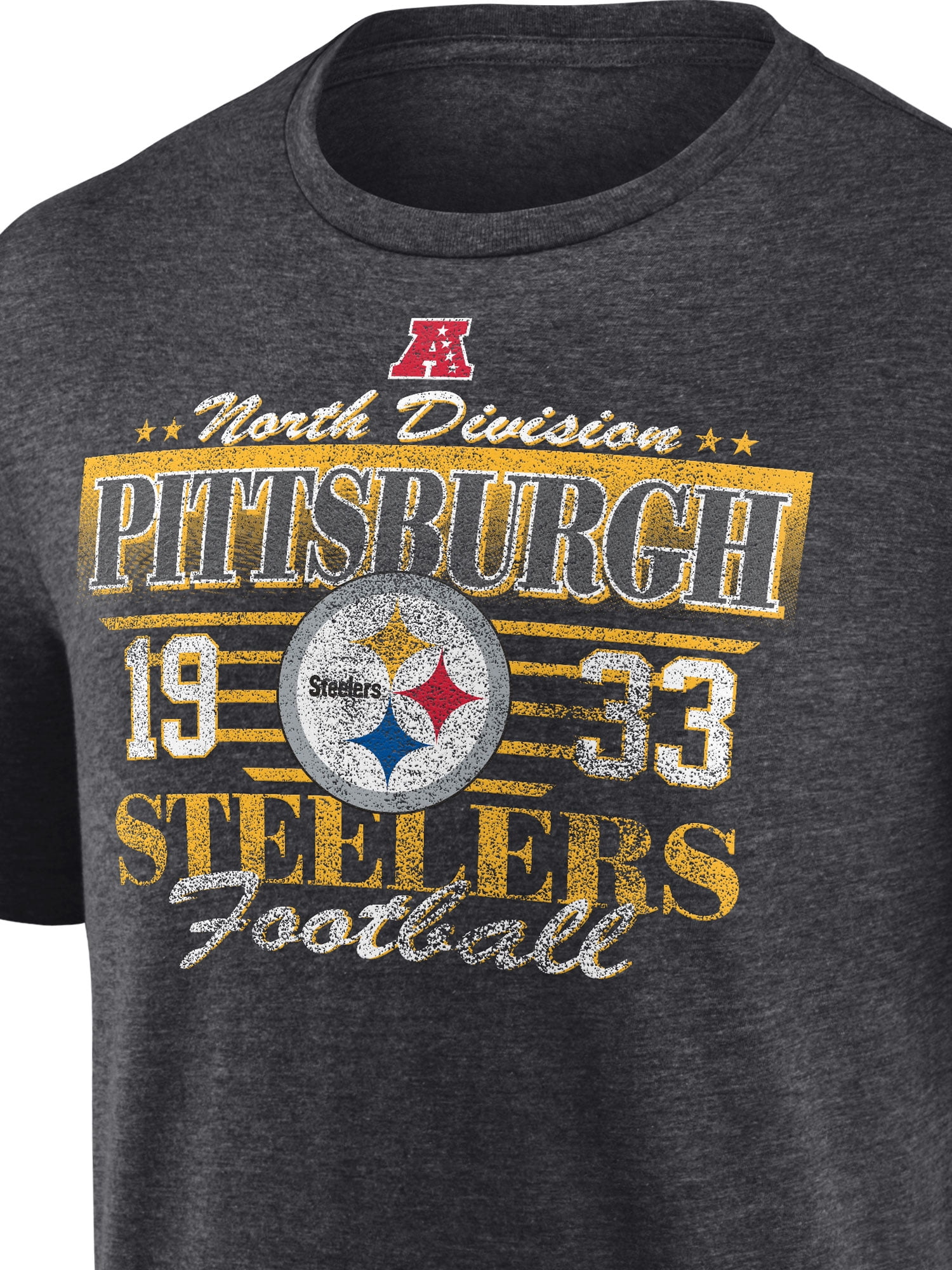 NFL Pittsburgh Steelers Men's Synthetic Charcoal Heather Short Sleeve T-Shirt