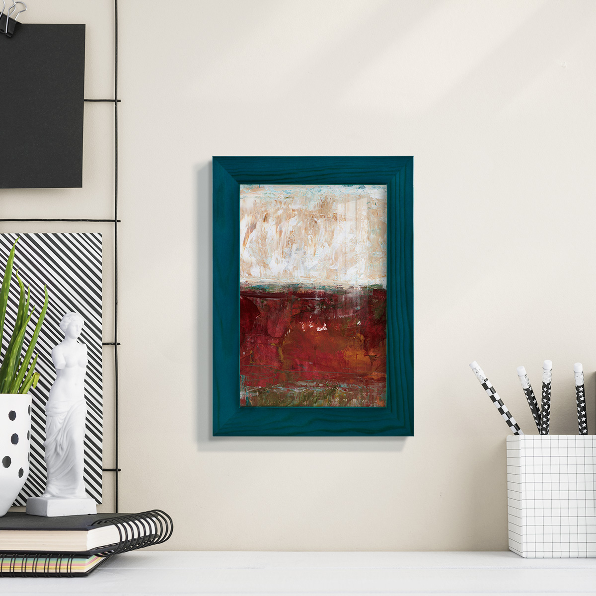 August Horizon II -Framed Print w/glass-Ocean Blue