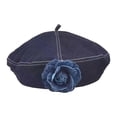 thumbnail image 3 of Boina de mujer, sombrero de moda para fiestas de primavera, viajes, festivales, tocados y disfraces. Azul vaquero oscuro, 3 of 9