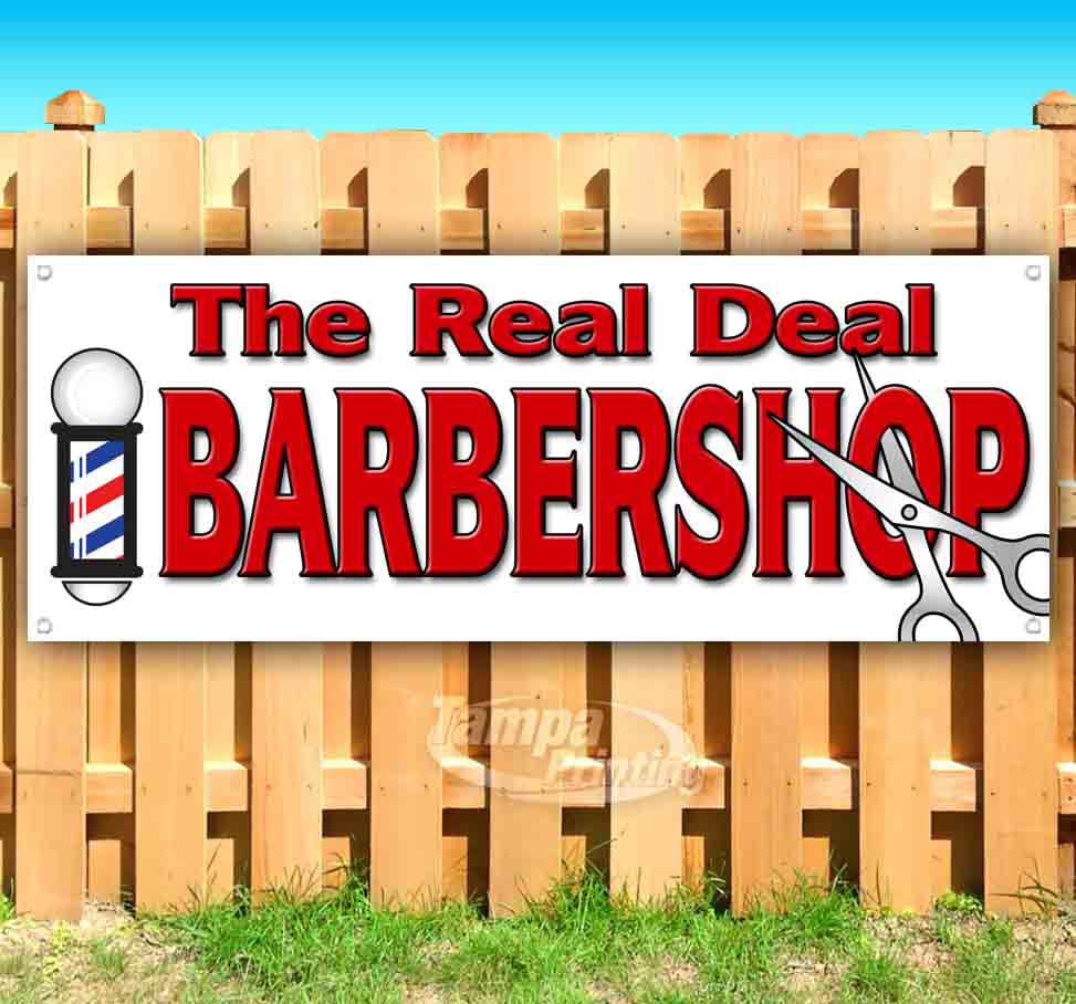 THE REAL DEAL BARBERSHOP Advertising Vinyl Banner Flag Sign Many Sizes Available 