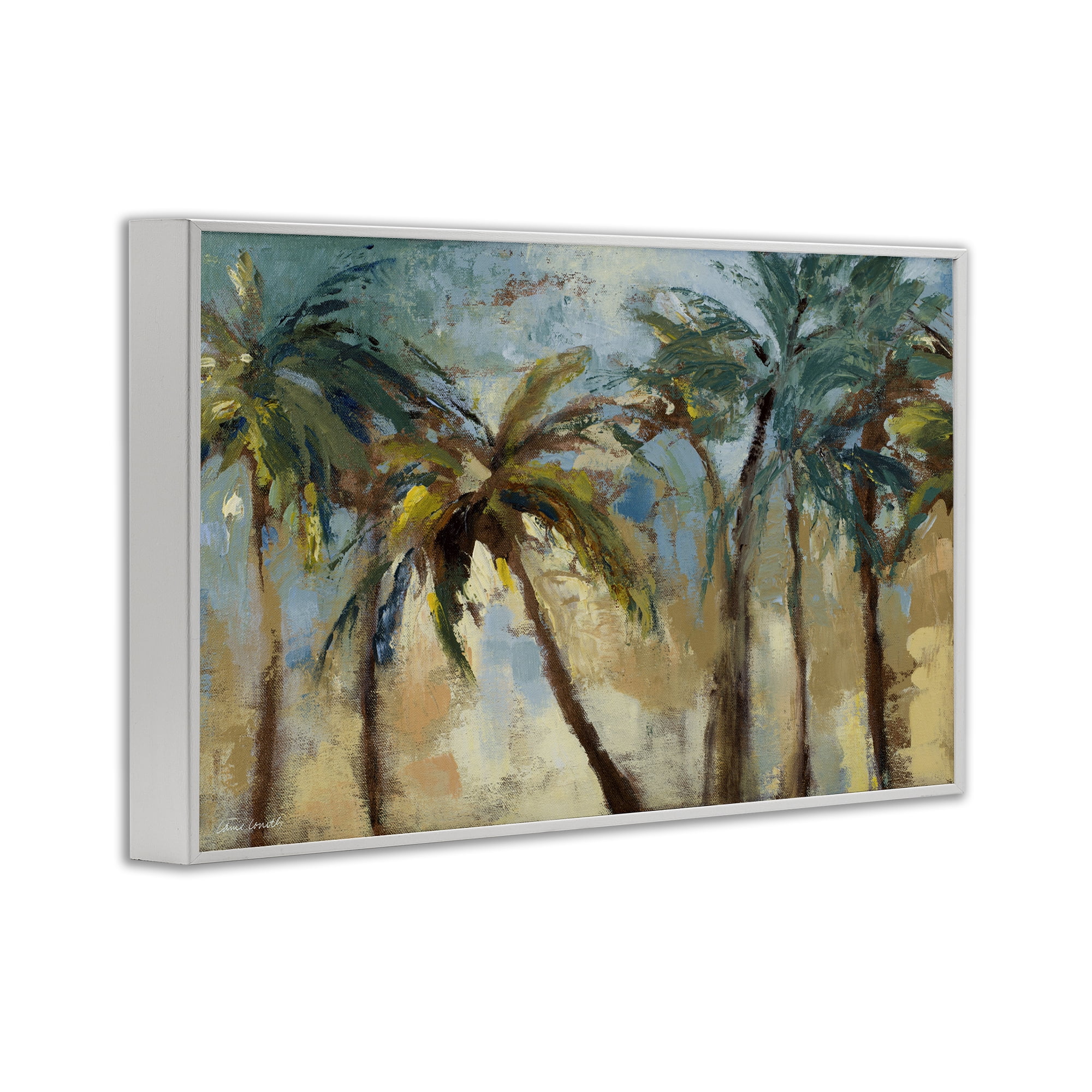 Stupell Industries Abstract Brushed Palms Botanical & Floral Painting White Framed Art Print Wall Art, 24 x 16