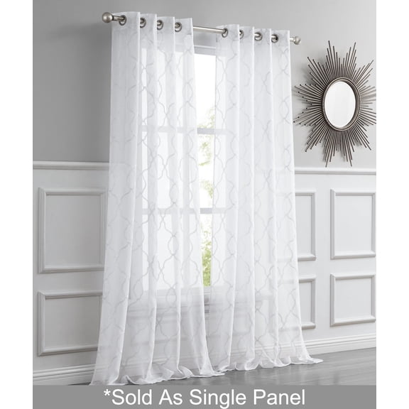 Dainty Home Single Light Filtering Grommet Curtain Panel, Metallic Embroidered, 54"x84"