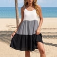 thumbnail image 4 of Aimik Women's Color Block Tie Strap Mini Dress Summer Boho Style V Neck Tiered Ruffle Sundress Lightweight Casual Beach Dress, 4 of 6