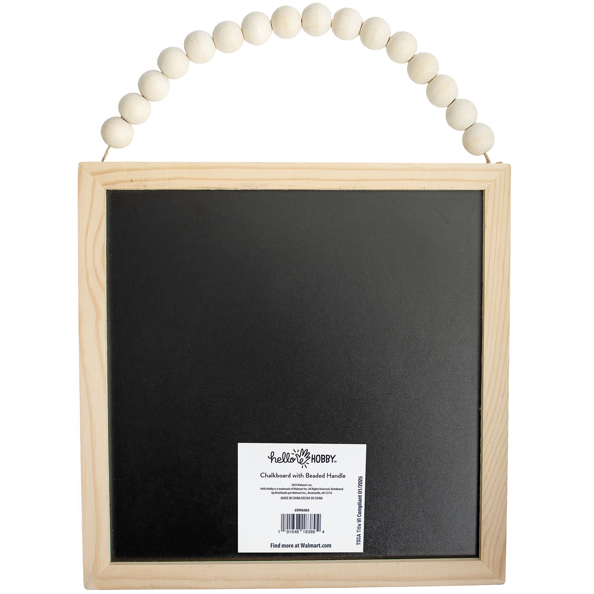 Hello Hobby DIY Natural Wood Frame Chalkboard with Beaded Handle