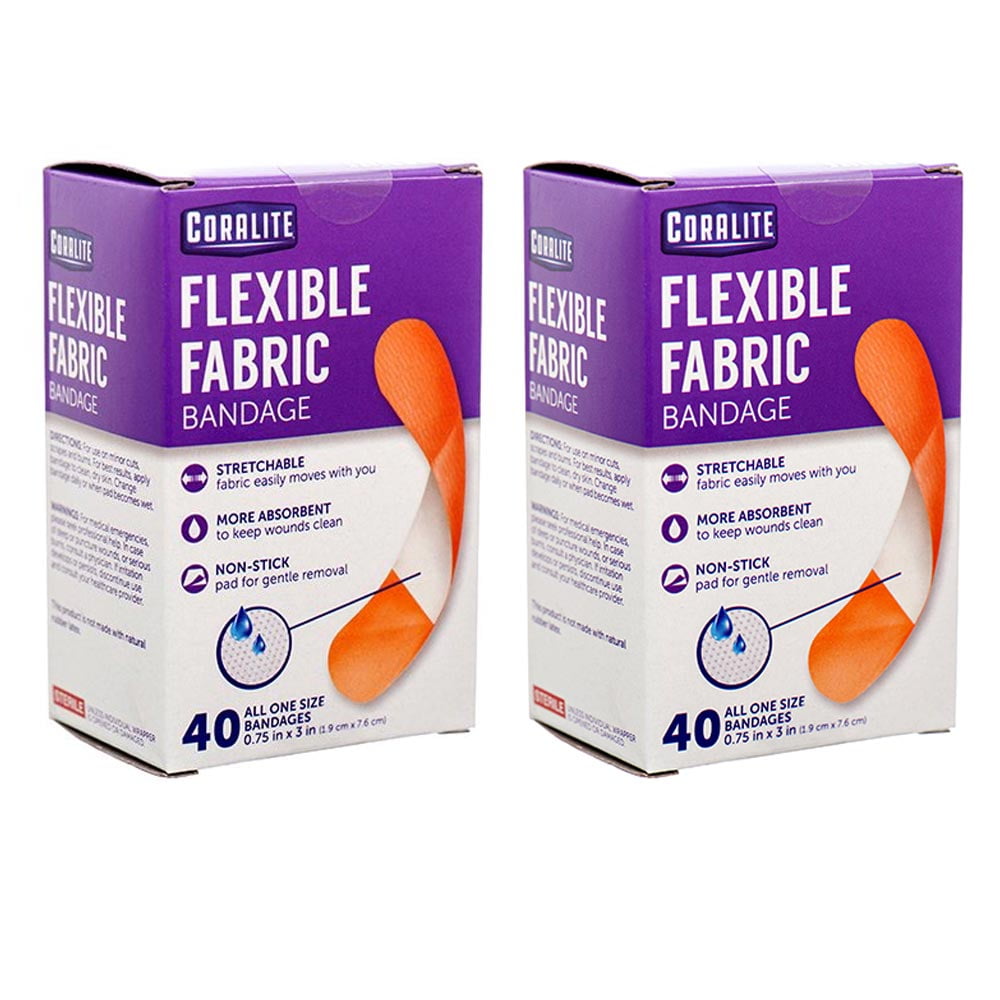 80 Ct Flexible Fabric Bandages Stretchable NonStick Pad First Aid Heal