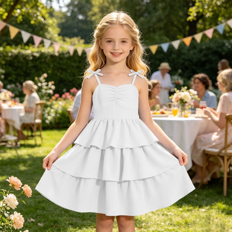 Dresses for Tween Girls Flutter Sleeve Smocked Dress Casual Swing Dresses  Summer Dress Girls 13-14 Years