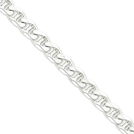 - 22 Inch Sterling Silver 10.5 mm Flat Anchor Chain Necklace - 22 Inch