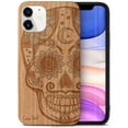thumbnail image 1 of Case Yard Wooden Case Outside Soft TPU Silicone, Slim Fit Shockproof Wood Protective Phone Cover for Girls Boys Men and Women, Supports Wireless Charging Gothic Skull Design case for iPhone-11, 1 of 7