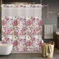 thumbnail image 3 of Spring Flowers No Hook Shower Curtain with Snap in Liner Watercolor Country Pink White Floral Green Leaf Plant Waterproof Bathroom Shower Curtain with See Through Top Window for Bathtub 72" x 72", 3 of 9