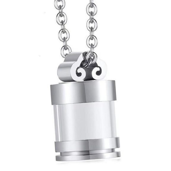 Necvior Clear Cylinder Necklace Ashes Vessel Ashes Necklace for Pet Urn Carry Along Necklace Memorial Locket Urn Container