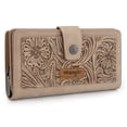 thumbnail image 3 of Wrangler Women's RFID Bifold Wallet - Large Western Tooling Flower Design, Card Case & Cash Organizer, Stylish Travel Clutch for Ladies, Khaki, 3 of 7