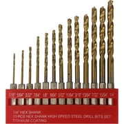 Boston Industrial 13 pcs. Hex Shank High Speed Steel Drill Bits Set