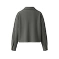 thumbnail image 4 of YanHoo Bomber Jackets Women Oversized Button Down Cropped Jacket Long Sleeve Fall Casual Outerwear, 4 of 8