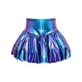 thumbnail image 6 of Miutii Kids Girls Metallic 2 Piece Hip Hop Jazz Dance Outfit Long Sleeve Bomber Jacket Crop Top with Bubble Skirt Blue 14, 6 of 7