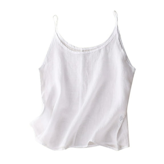 Daznico Tank Tops for Women,Women's Vintage Linen Top Thin Layering Loose Fit Casual Shirt,Size L