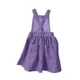 thumbnail image 2 of Gamivast Placed Girls Linen Cotton Dress Toddler Solid Color Cotton and Linen Back Button Up Dress Suspender Skirt with Pockets Casual Sundress Purple Account Purchase History, 2 of 8