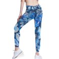 thumbnail image 3 of Ckdifva Blue Floral Flowers Yoga Pants with Pockets for Women Workout Athletic Yoga Leggings, 3 of 7
