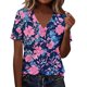 thumbnail image 3 of TaTaai 2026 Spring Summer Women's Fashion Print V-Neck Short Sleeve Loose Casual Tops Lightweight Soft Comfy Blouses for Daily Work Travel Wear Gift, 3 of 8