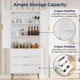 thumbnail image 5 of TOPCOMFY Modern Pantry Cabinet with 3 Drawers 2 Doors, Kitchen Storage Cupboard for Organization with Adjustable Shelves & Fluted Panel Design-White, 5 of 7