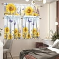 thumbnail image 3 of Mloabuc Lavender and Sunflower Kitchen Curtains 3 Piece Farmhouse Kitchen Cafe Curtain and Valances Set Short Tier Curtain,54"x36", 3 of 4